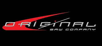 Original Saw Company logo in white and red on a black background
