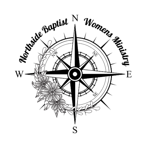 The logo for northside baptist women 's ministry is a compass with flowers on it.
