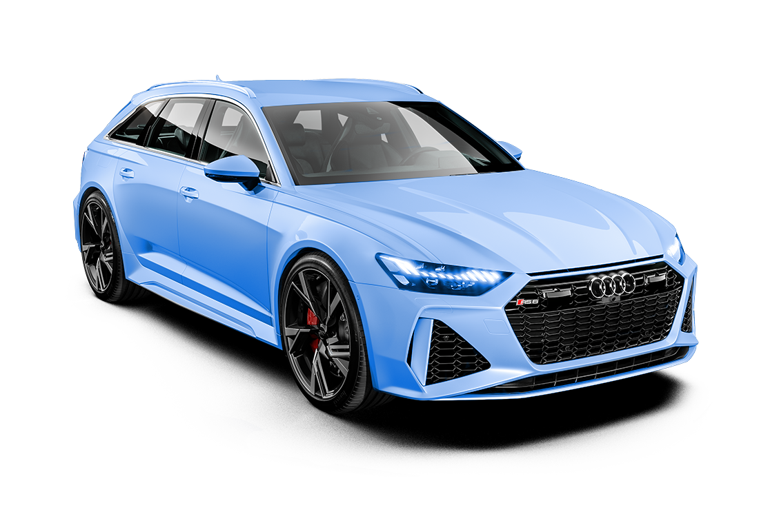 Light blue Audi RS6 Avant.