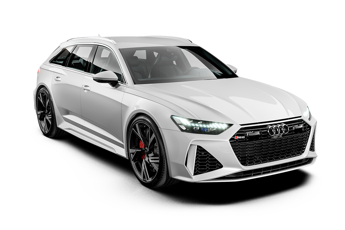White Audi RS6 Avant station wagon.