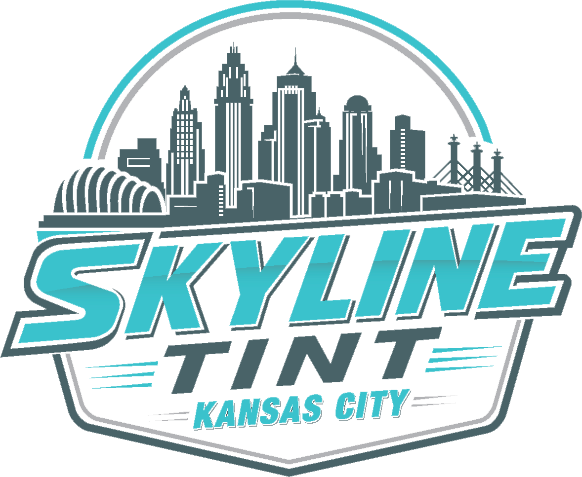 Skyline Tint Kansas City logo with stylized city skyline and teal lettering