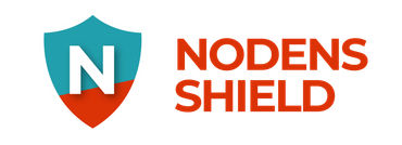 The nodens shield logo is a blue and red shield with the letter n on it.