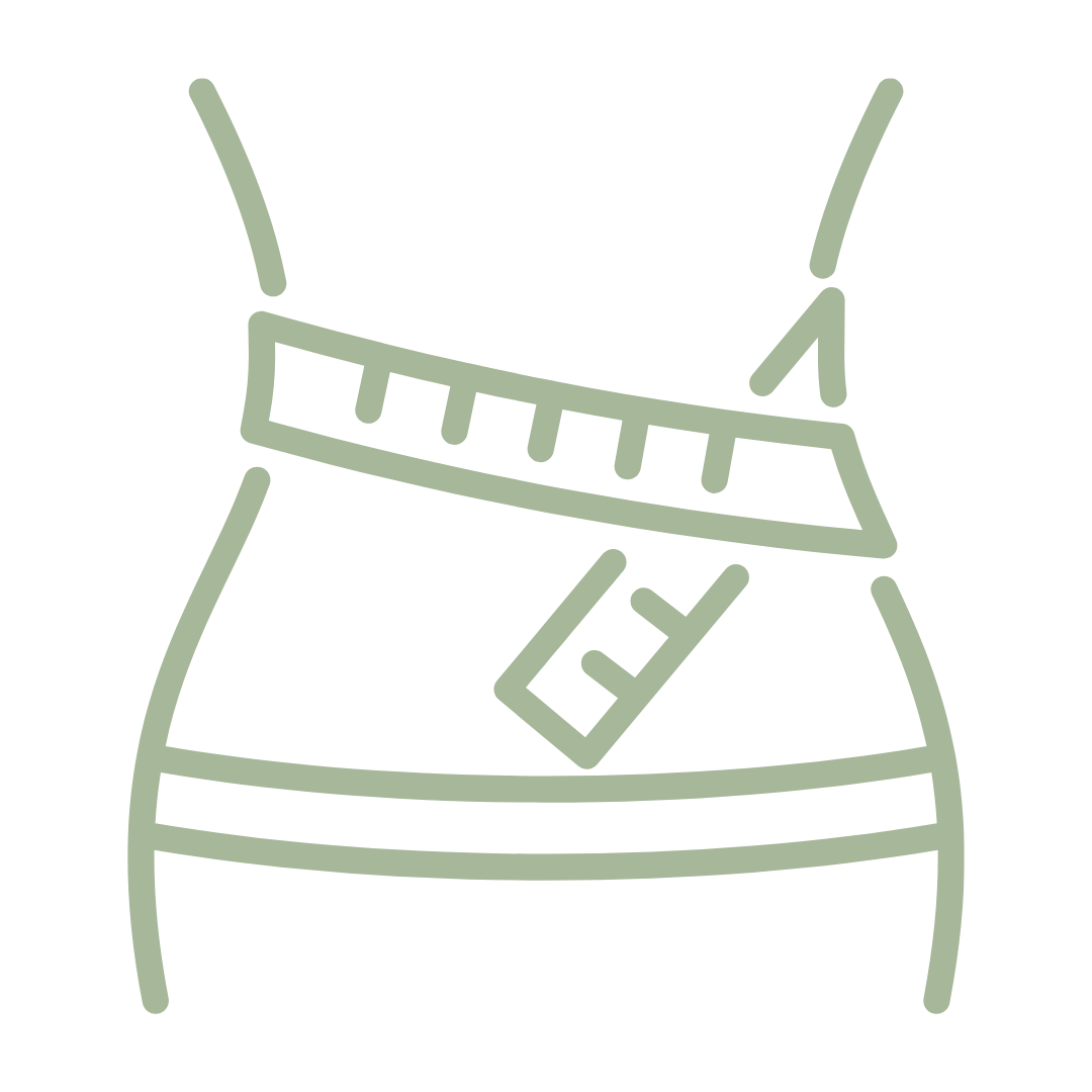 Simple green line drawing of a crop top with striped band and small pocket detail
