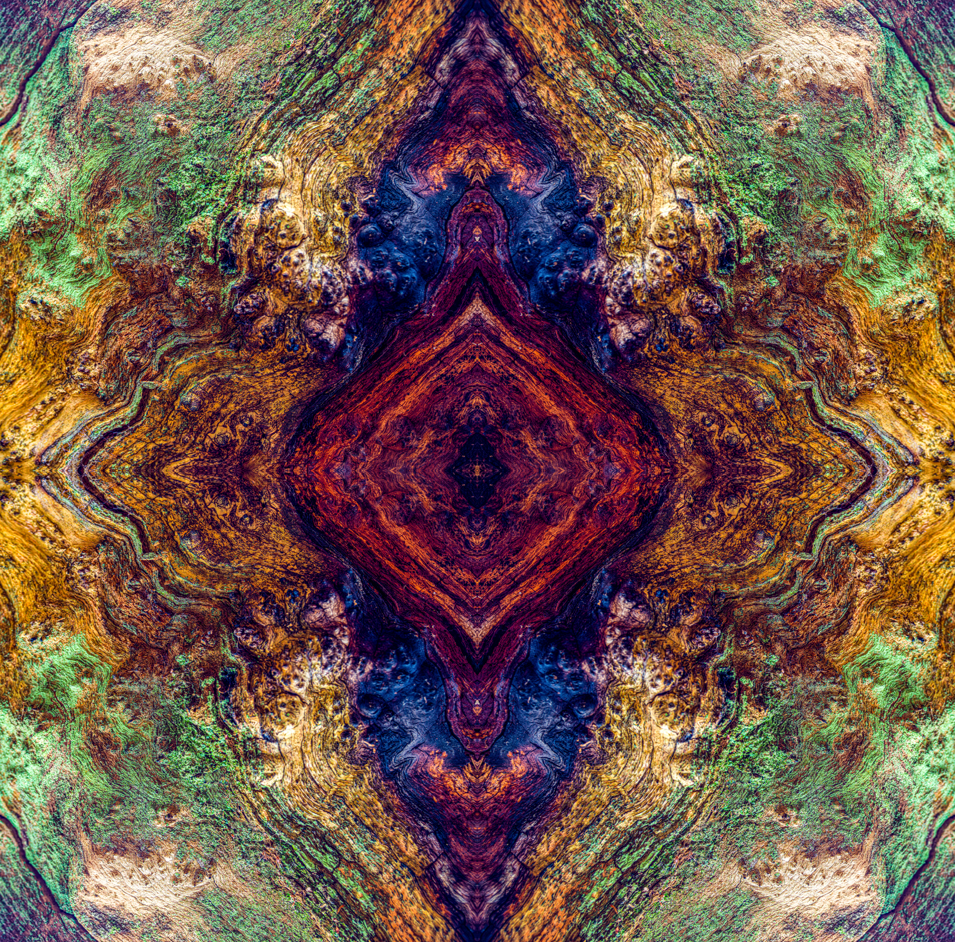 A colorful kaleidoscope with a diamond in the middle