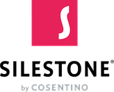 The logo for silestone by cosentino is a red square with a white s on it.