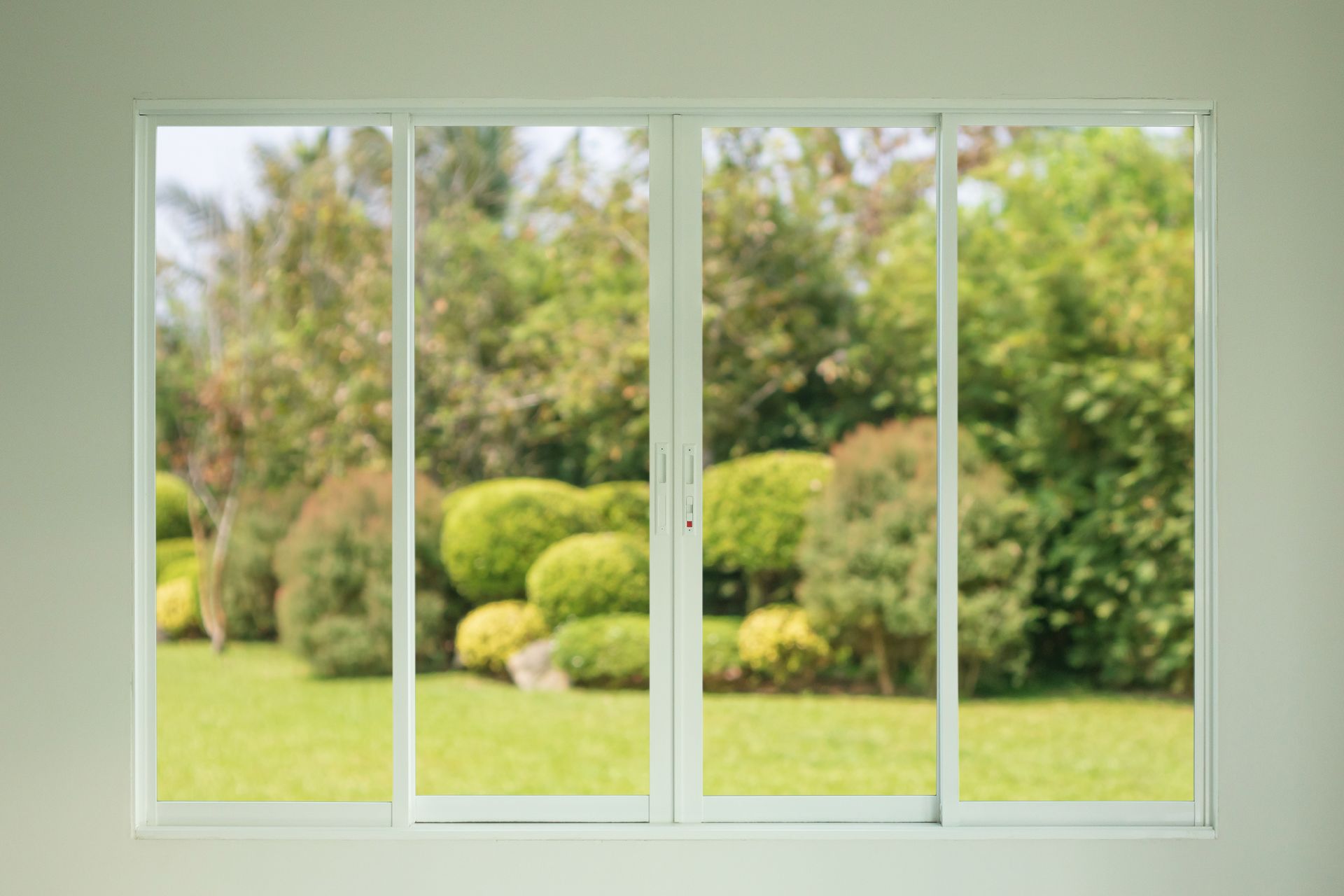 Beautiful backyard outside of a window