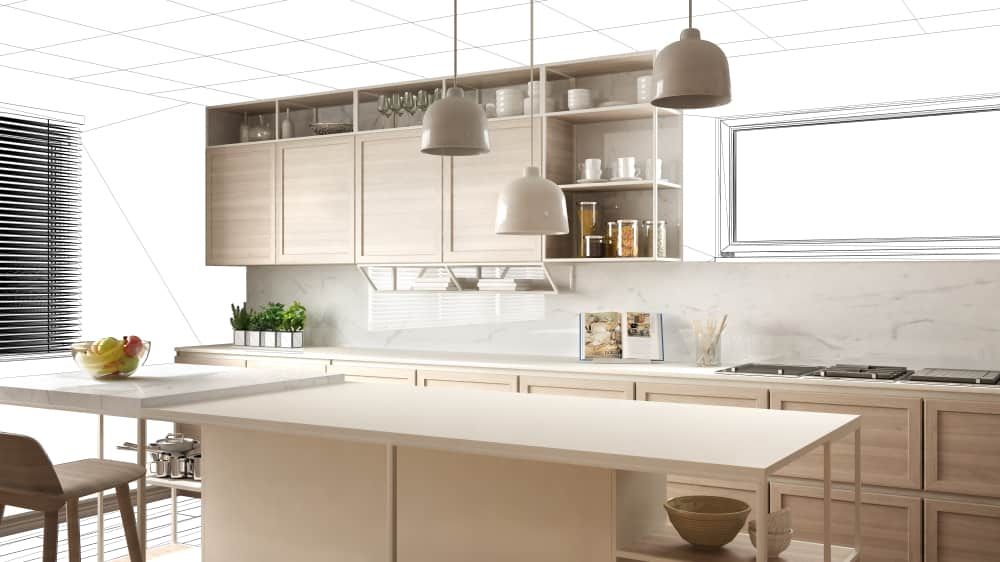 A Modern Kitchen With Wooden Cabinets And A Large Island — South East Kitchens In Burleigh Heads, QLD
