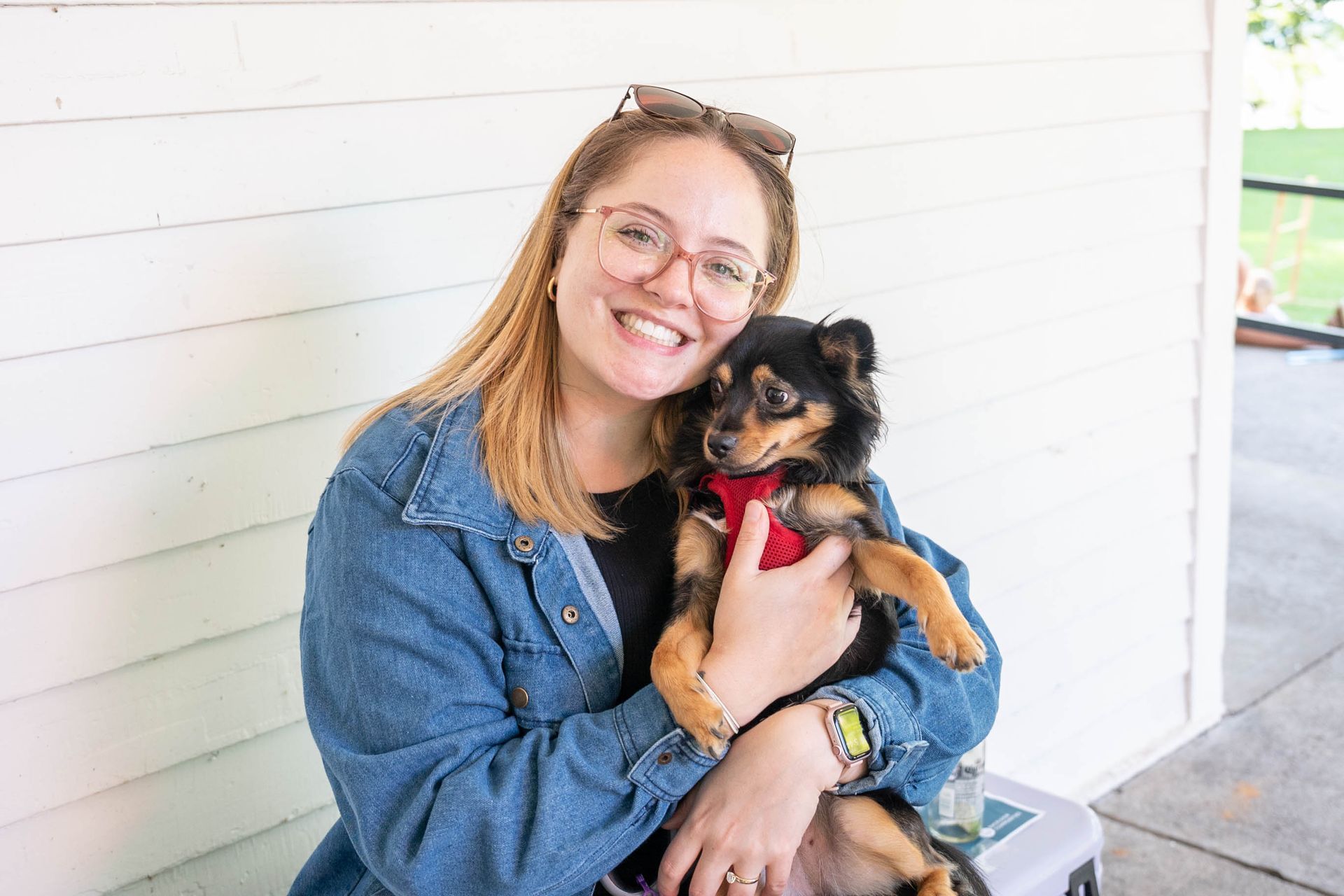 Employee with dog