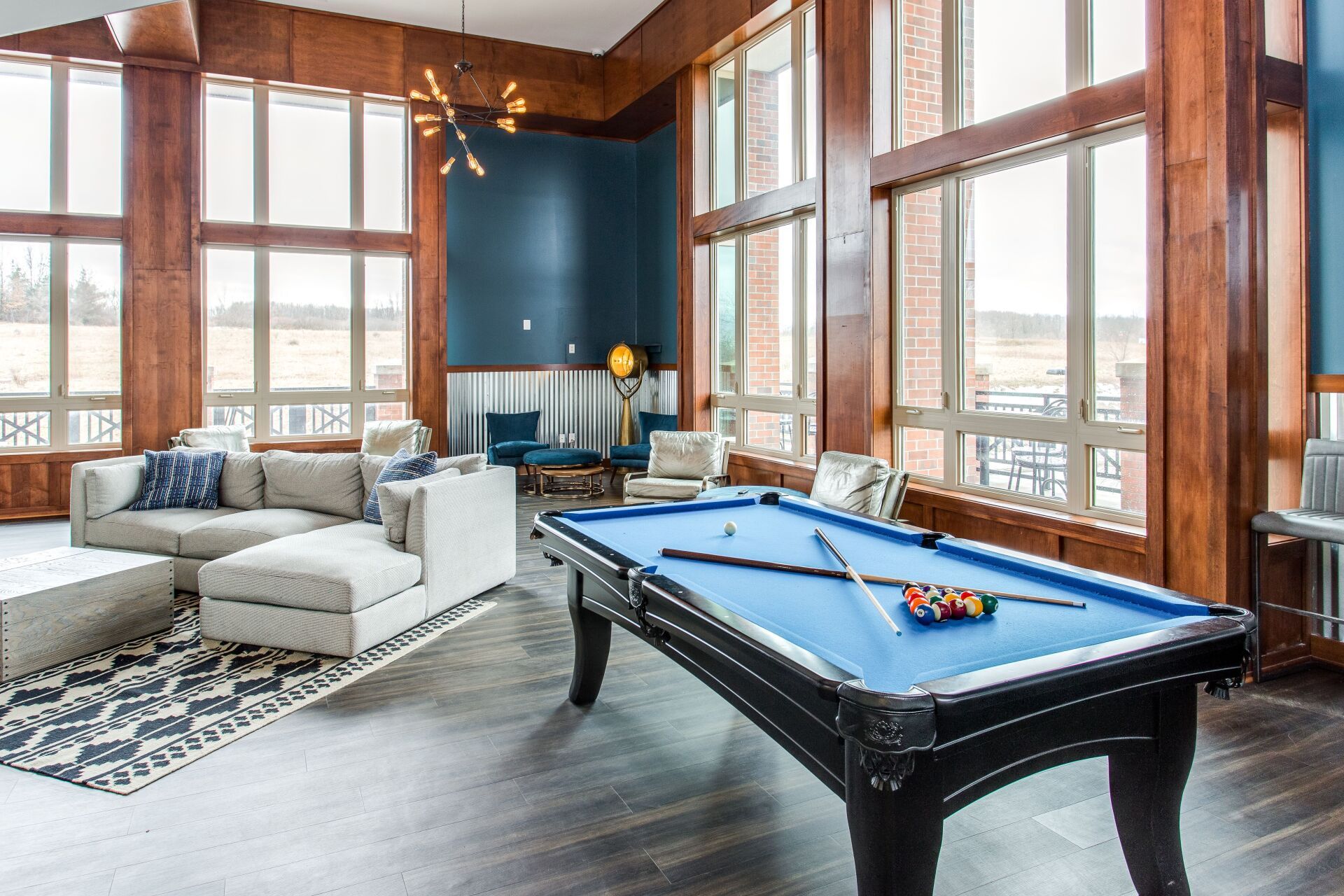 Enclave at Brockport pool table and community room