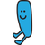 A blue cartoon character with a smiley face and legs.