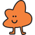 An orange cartoon character with a smiley face and legs