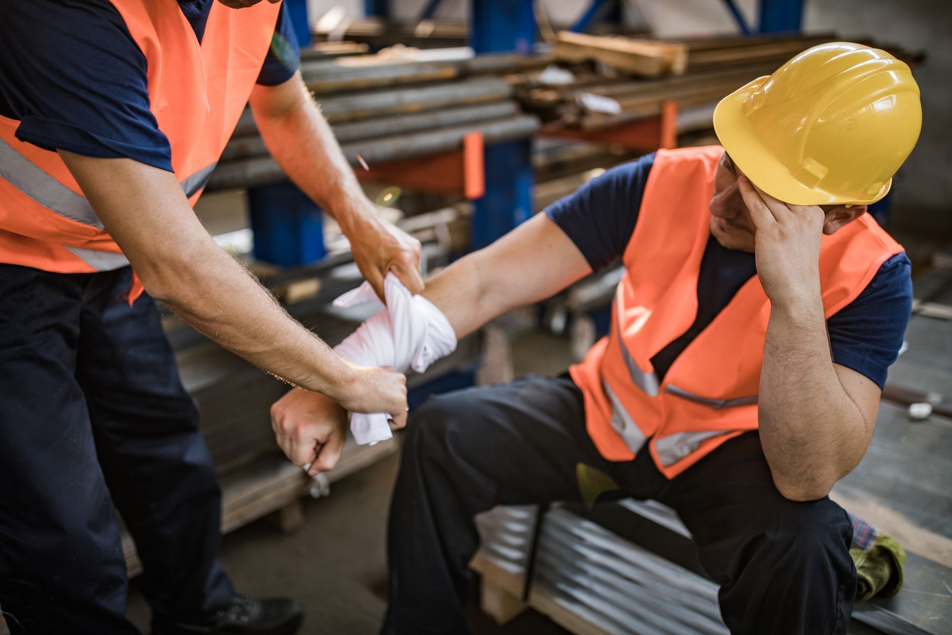 A construction worker gets injured while working