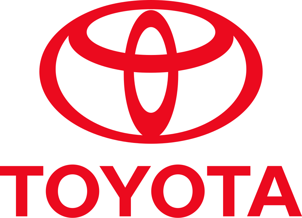 Red Toyota logo with the word “TOYOTA” in red below it.