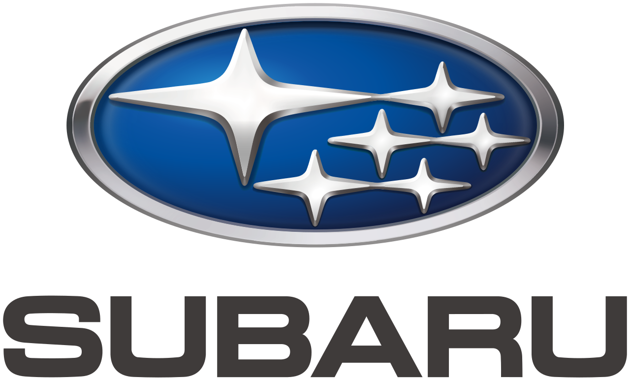 Subaru logo with silver stars on a blue oval above black “SUBARU” text