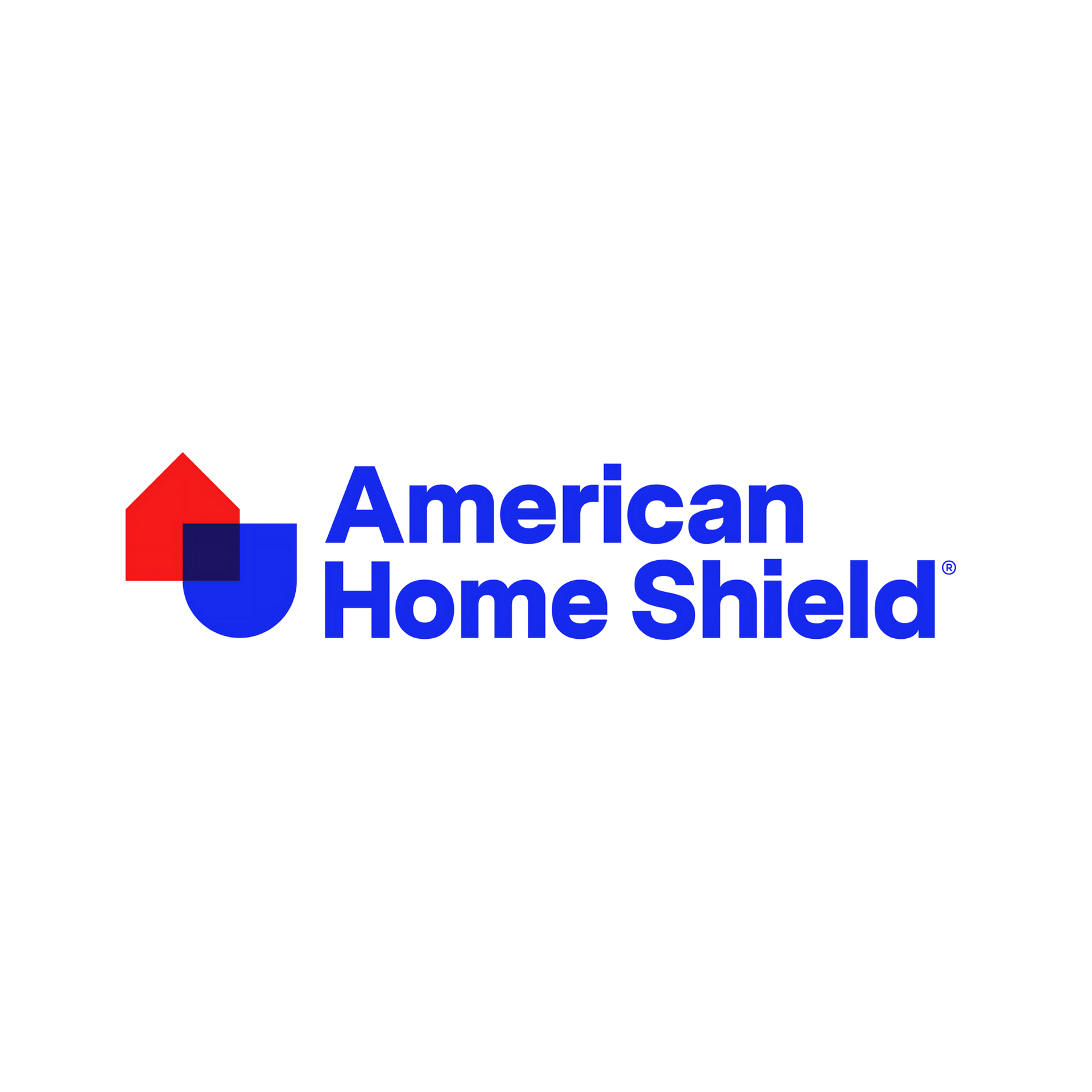 The american home shield logo is blue and red on a white background.