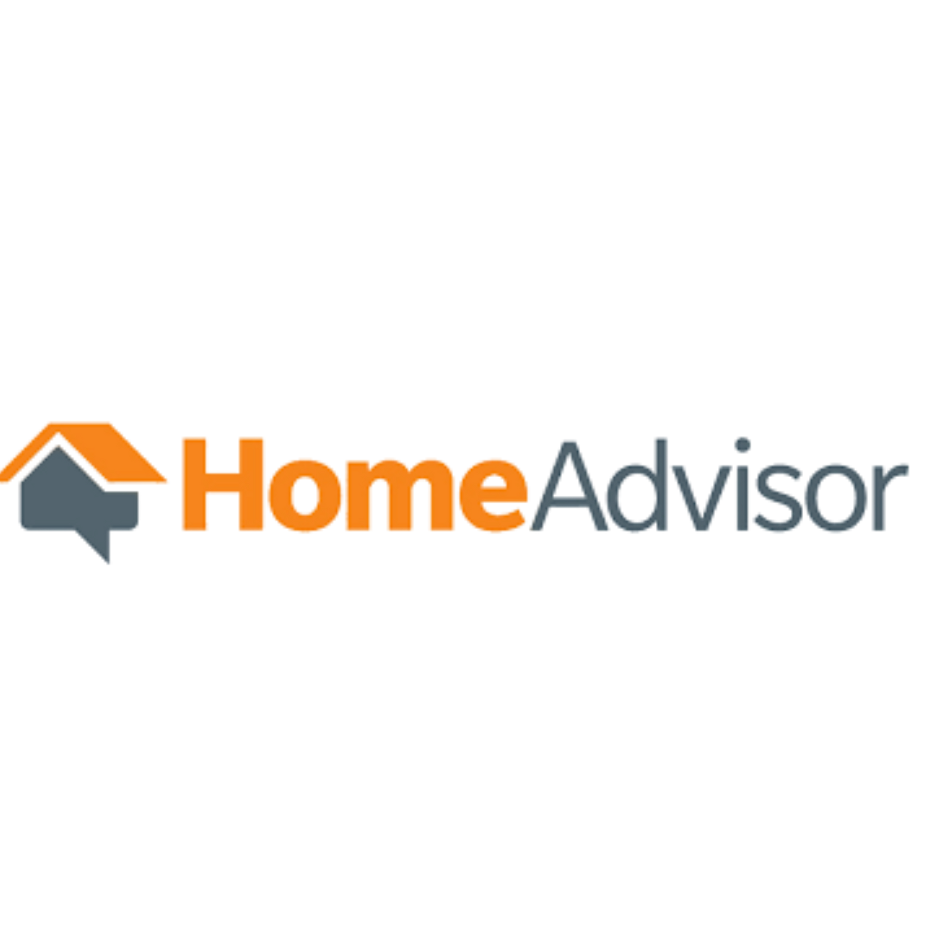 The home advisor logo is orange and blue and has a house on it.
