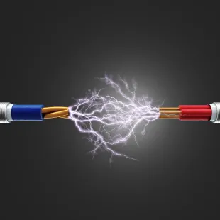 Horizon Electric USA - Two electrical wires are connected to each other with lightning coming out of them.