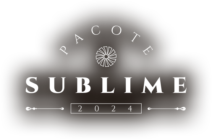 Logotipo PA COTE Sublime 2024 em branco sobre um fundo cinza suave.