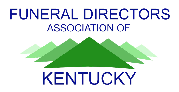 Funeral Directors Association of Kentucky logo with green mountains and blue text
