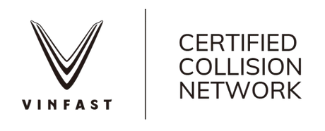VinFast logo and text “Certified Collision Network” on a white background