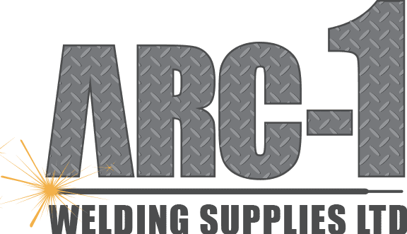 ARC-1 Welding Supplies Ltd logo in gray and black with orange sparks