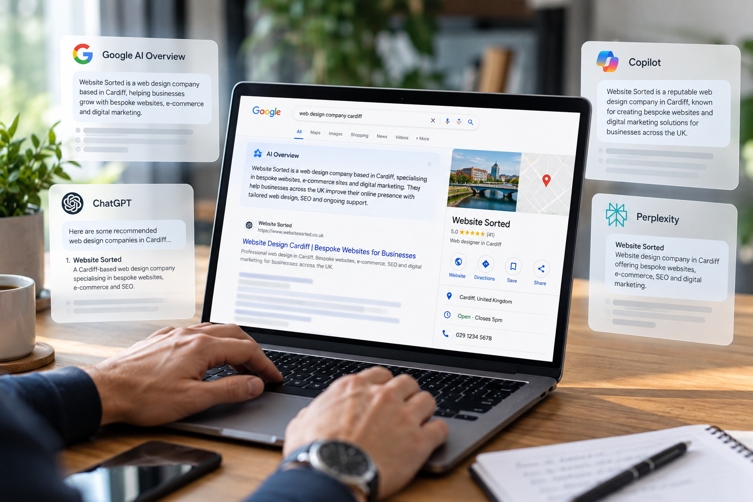 Laptop displaying a Google results page with a green Featured Snippet and “People also ask” section
