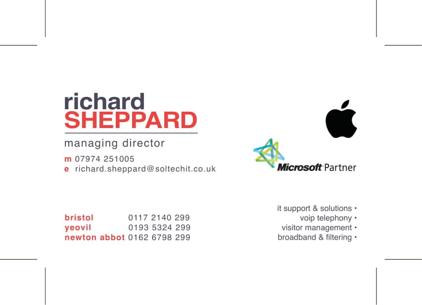 Website Sorted Graphic Design Services | Soltech IT Business Card Design