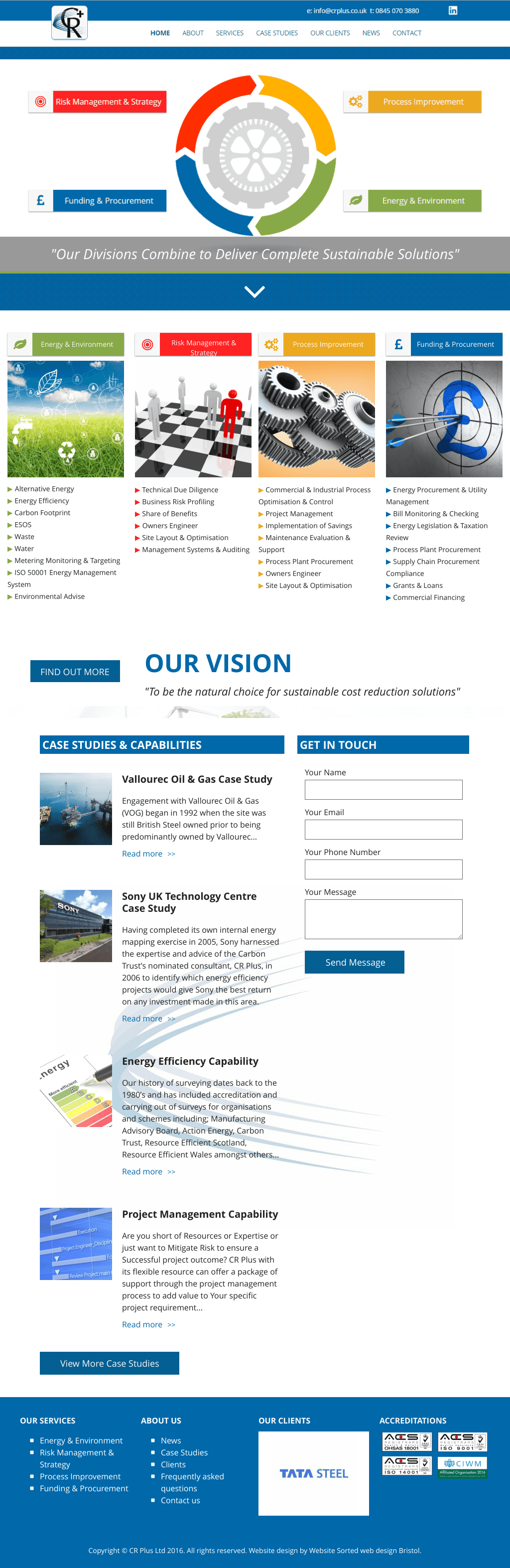 Weather website homepage with colorful circular forecast chart, city photos, and blue navigation sections