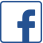 A blue facebook logo in a white square on a white background.