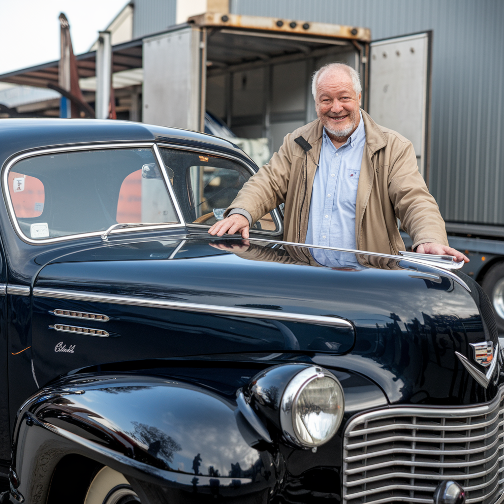 Classic car arrived safely at a car show