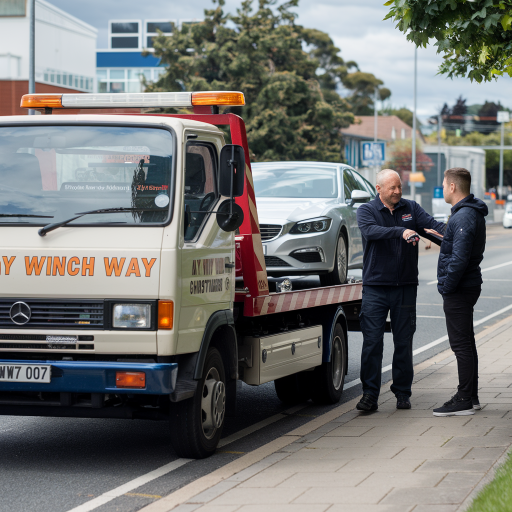Any Winch Way Collecting a Crashed car to take to the accident repair shop for the insurance company.