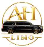 Gold AH Limo logo with a black luxury SUV inside a gold circle and the word &ldquo;LIMO&rdquo; below