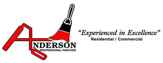Anderson Painting logo with red house-shaped A and brush, tagline &ldquo;Experienced in Excellence&rdquo; Residential | Commercial