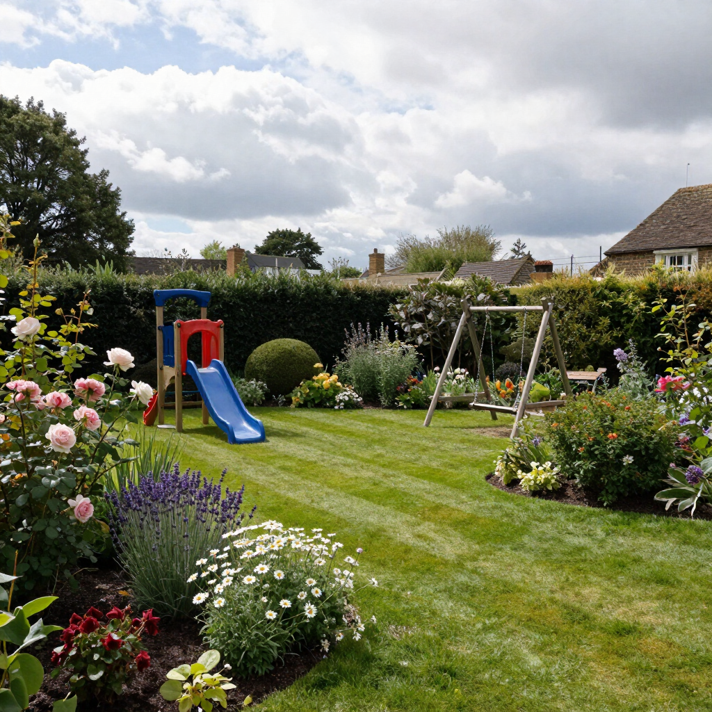 Landscaped garden completed by EH Landscaping and Tree Services in Hampshire