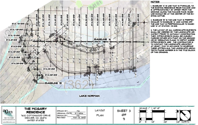 Technical map showing site plan with contour lines, labels, and a legend in the bottom margin
