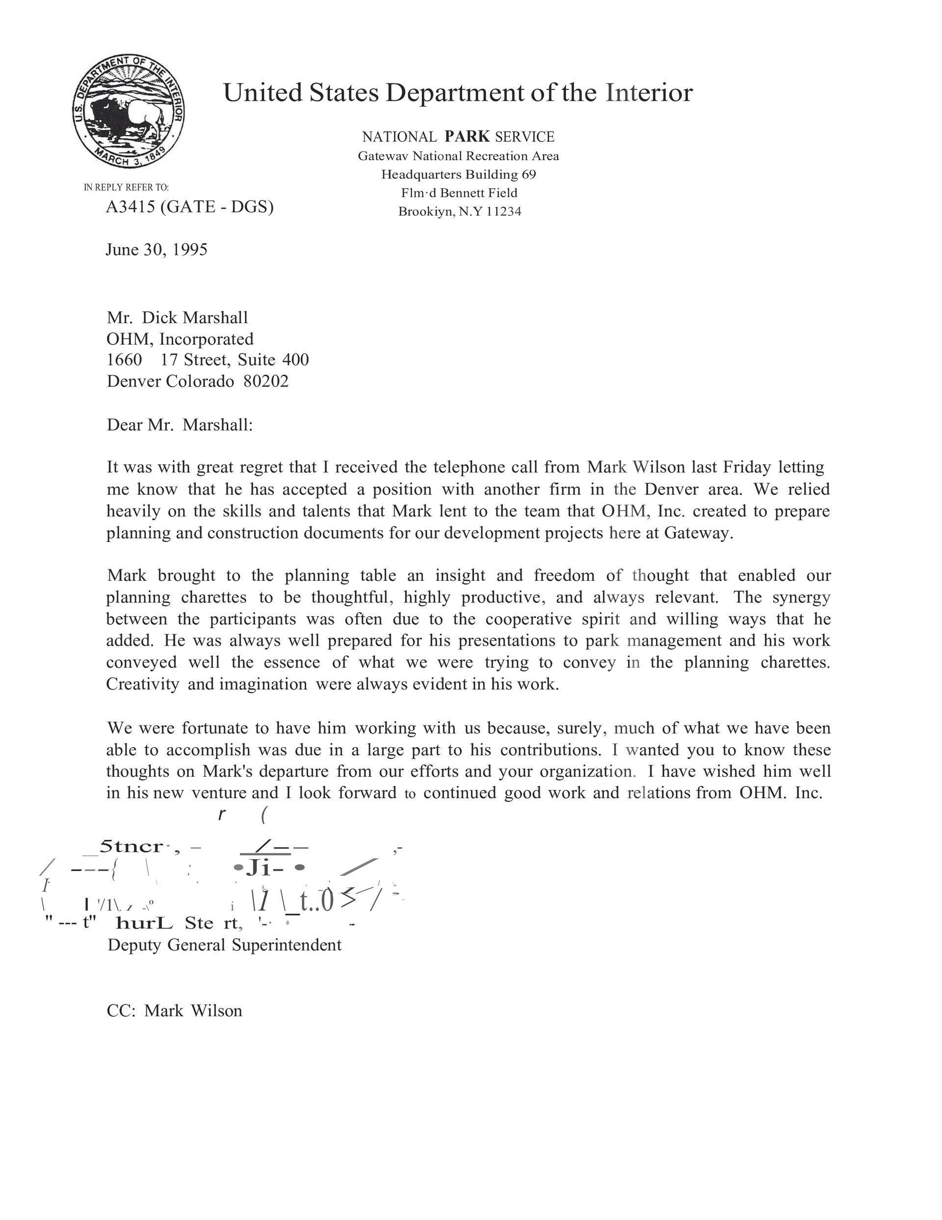Blurry black-and-white scanned letter with official seal and typed paragraphs on white paper.