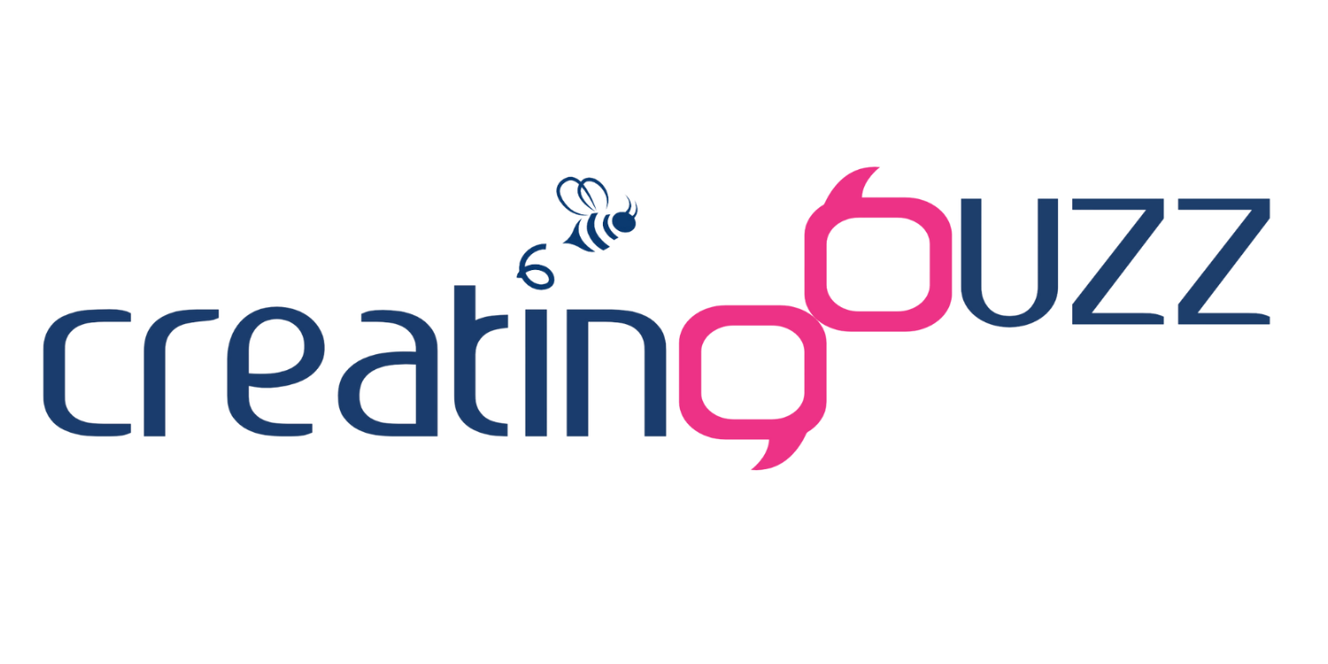 CreatinBuzz logo in blue and pink text on a white background