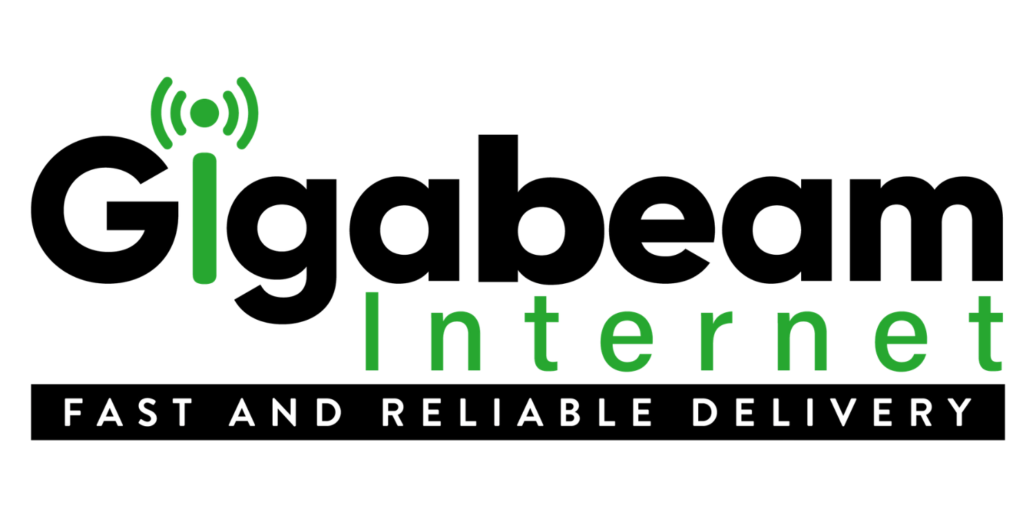 Gigabeam Internet logo with black and green text and “Fast and Reliable Delivery” tagline