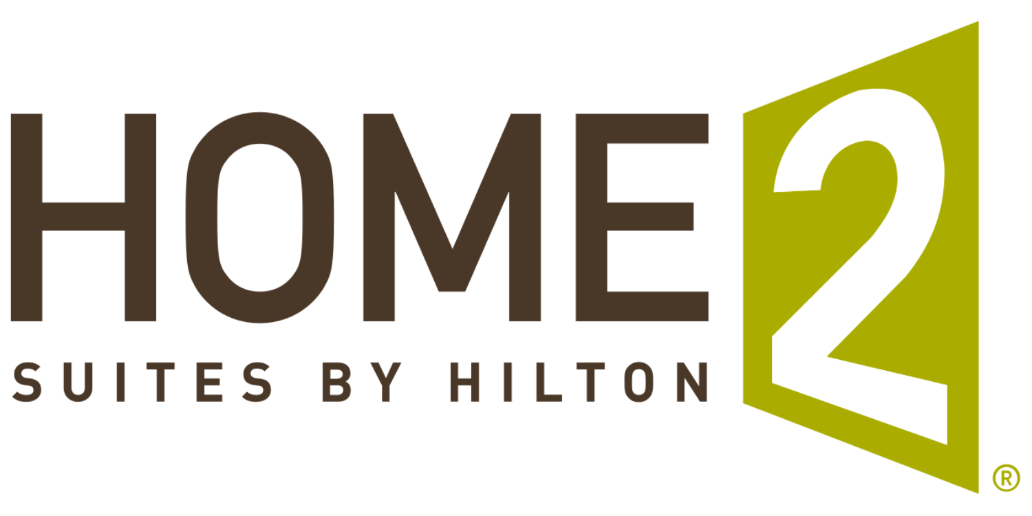 Home2 Suites by Hilton logo in brown and lime green