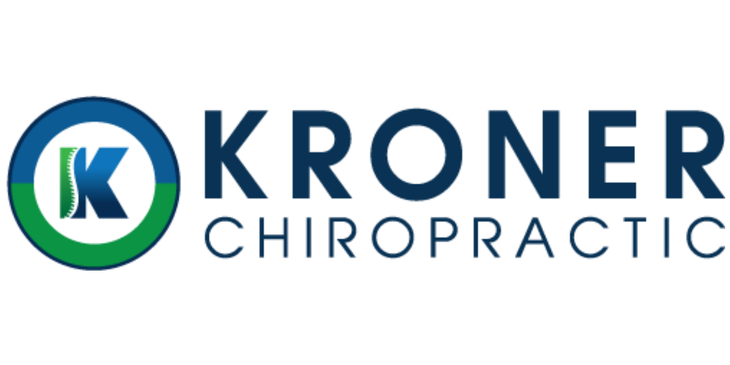 KRONER Chiropractic logo in blue and green with circular K icon