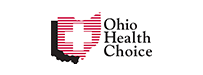 Ohio Health Choice logo: Ohio outline with a cross shape inside, text