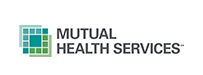 Logo of Mutual Health Services, a square design with teal and green squares, and the text