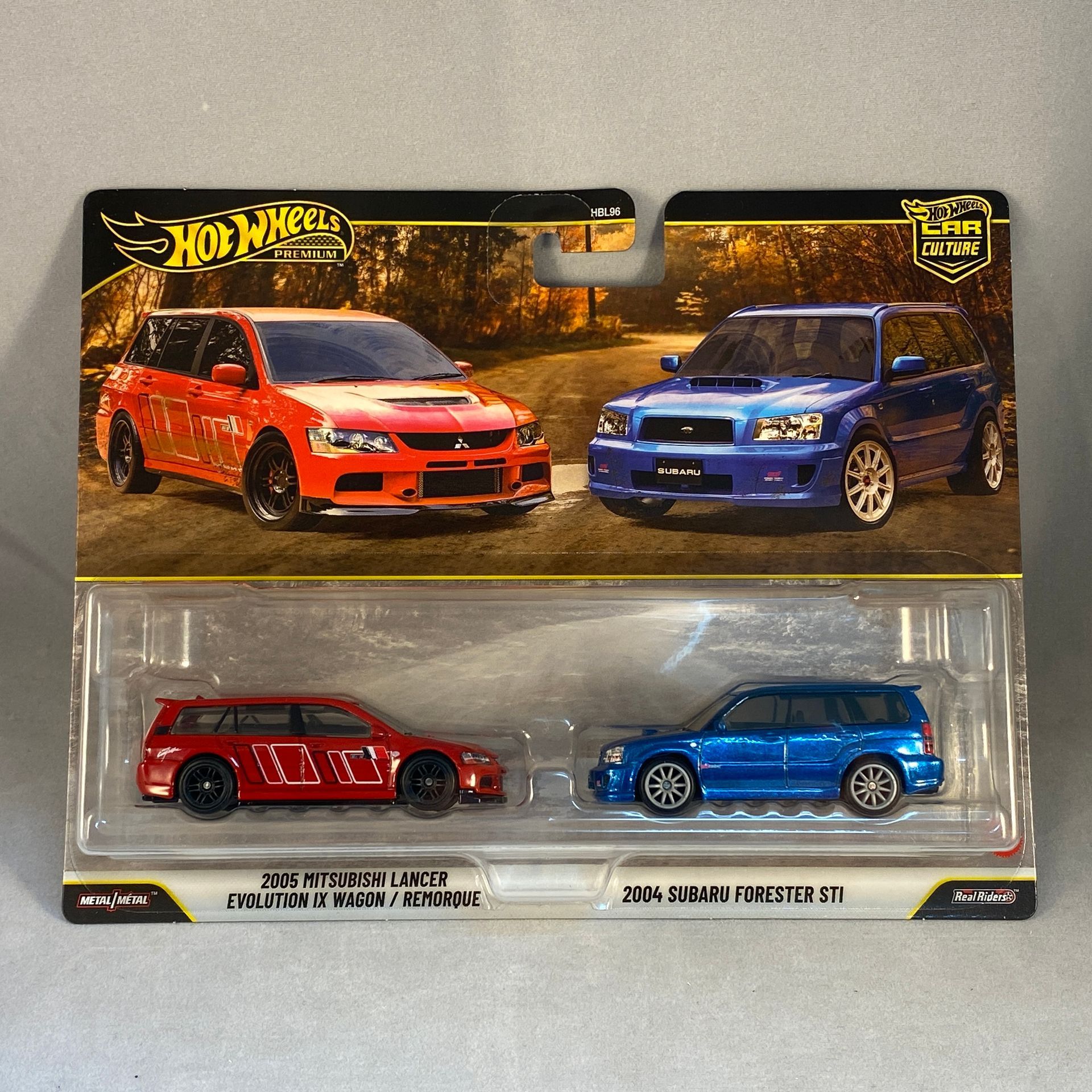 Hot Wheels Premium 2 Pack - 2005 Mitsubishi Lancer Evolution IX Wagon - 2004 Subaru Forester STI