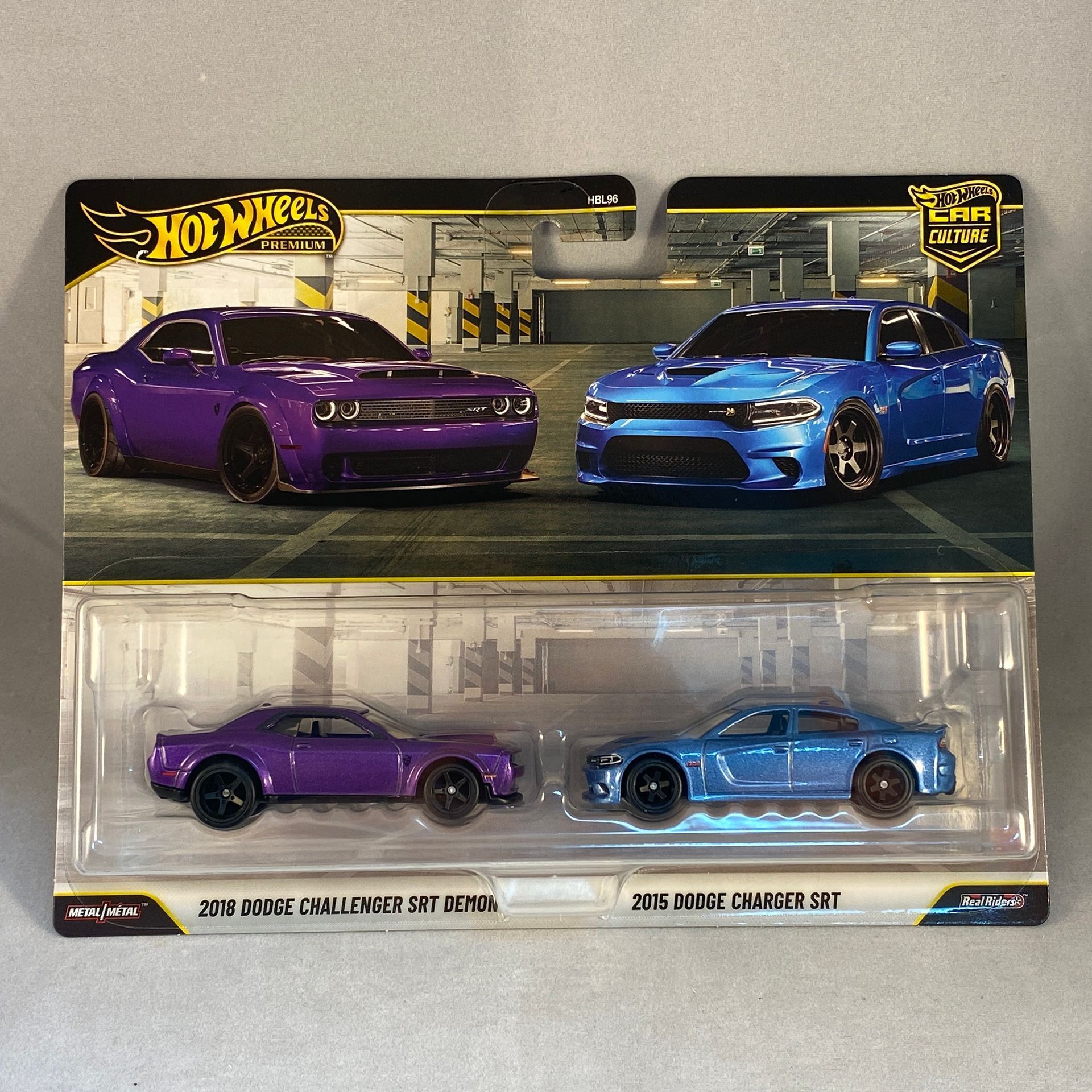 Hot Wheels Premium 2 Pack - 2018 Dodge Challenger SRT Demon - 2015 Dodge Charger SRT