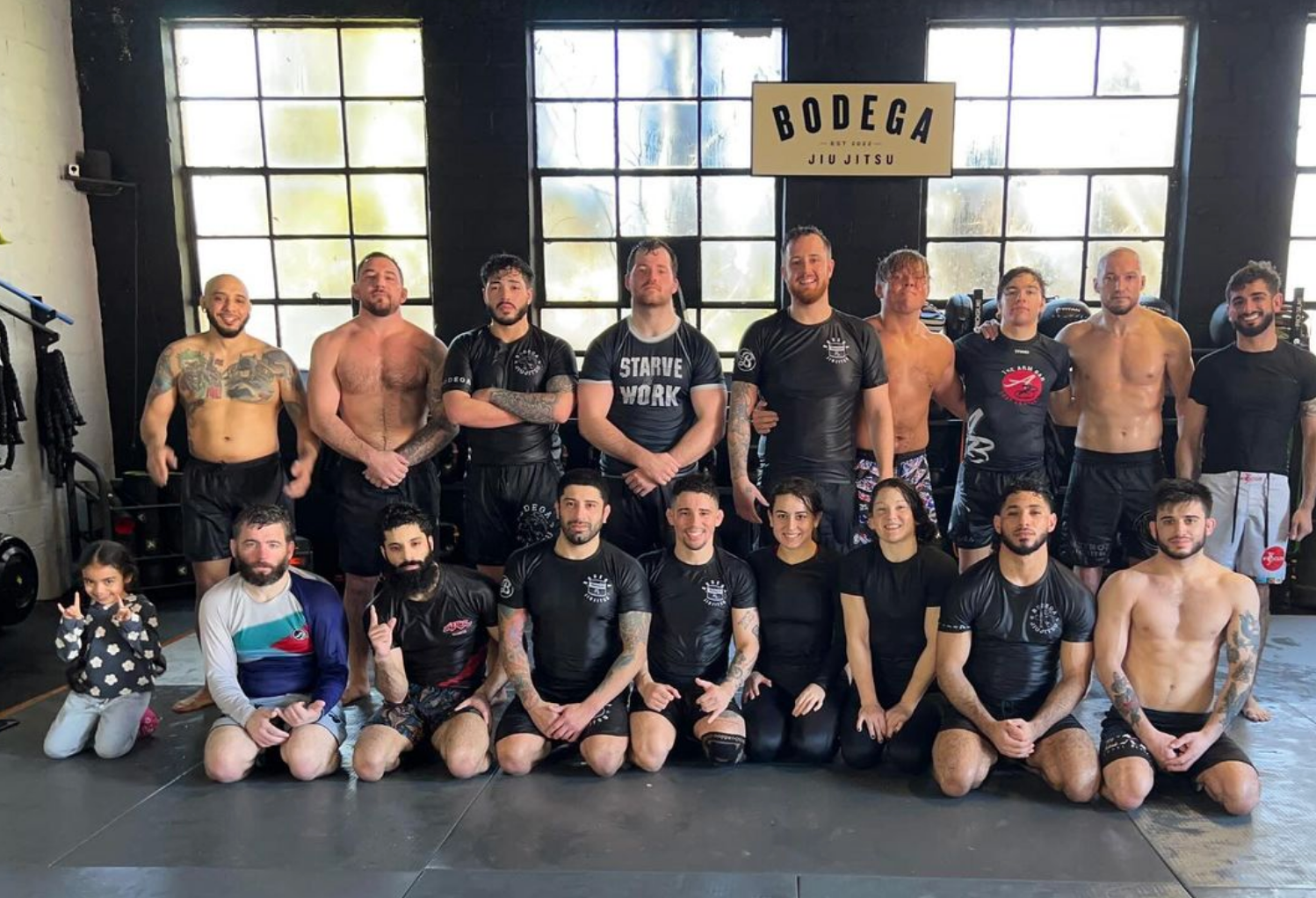 Adults practicing No-Gi grappling at Bodega Jiu-Jitsu in Maplewood, NJ, building calm discipline and fitness.