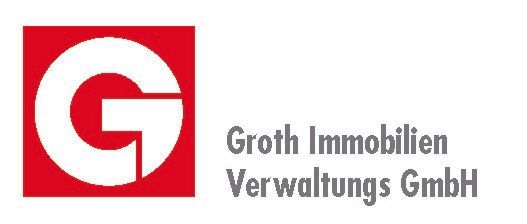 Logo der Groth Immobilien Verwaltungs GmbH mit rotem Quadrat und weißem „G“-Symbol