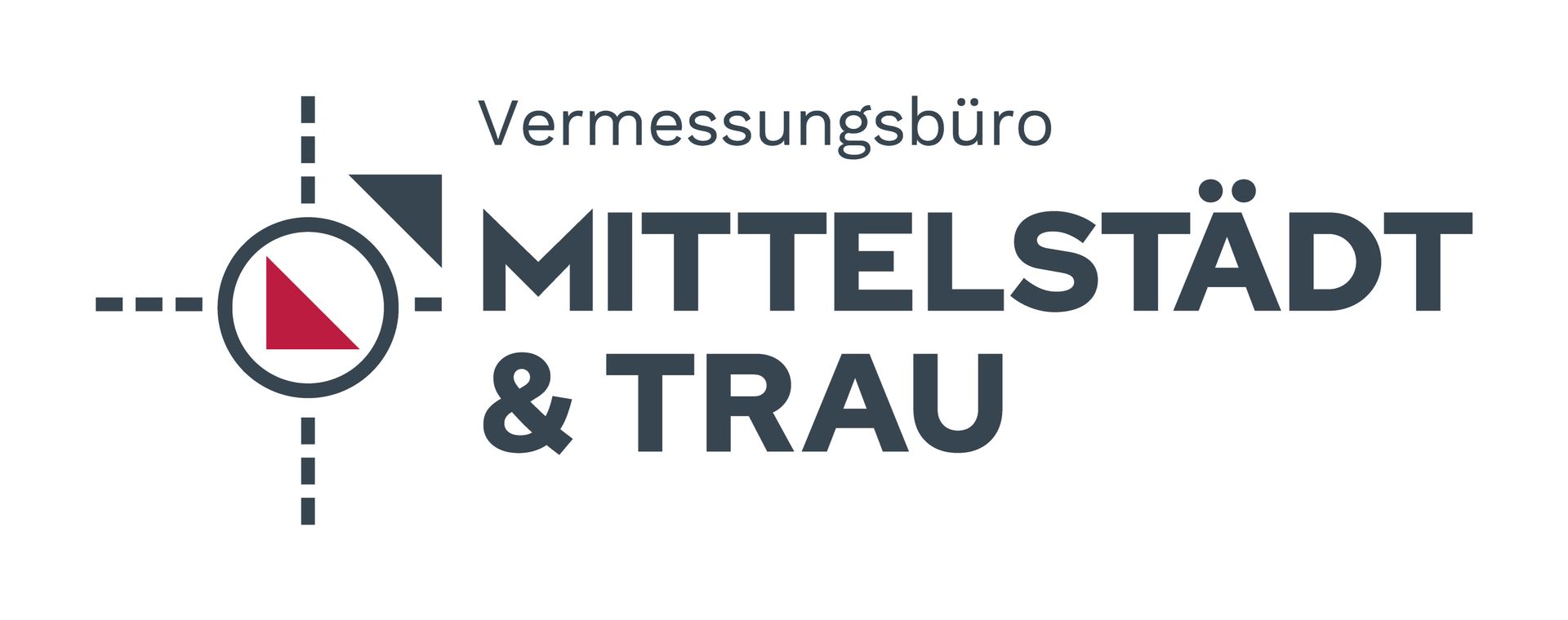 Logo for Vermessungsbüro MITTELSTÄDT & TRAU with compass icon in red, black, and gray