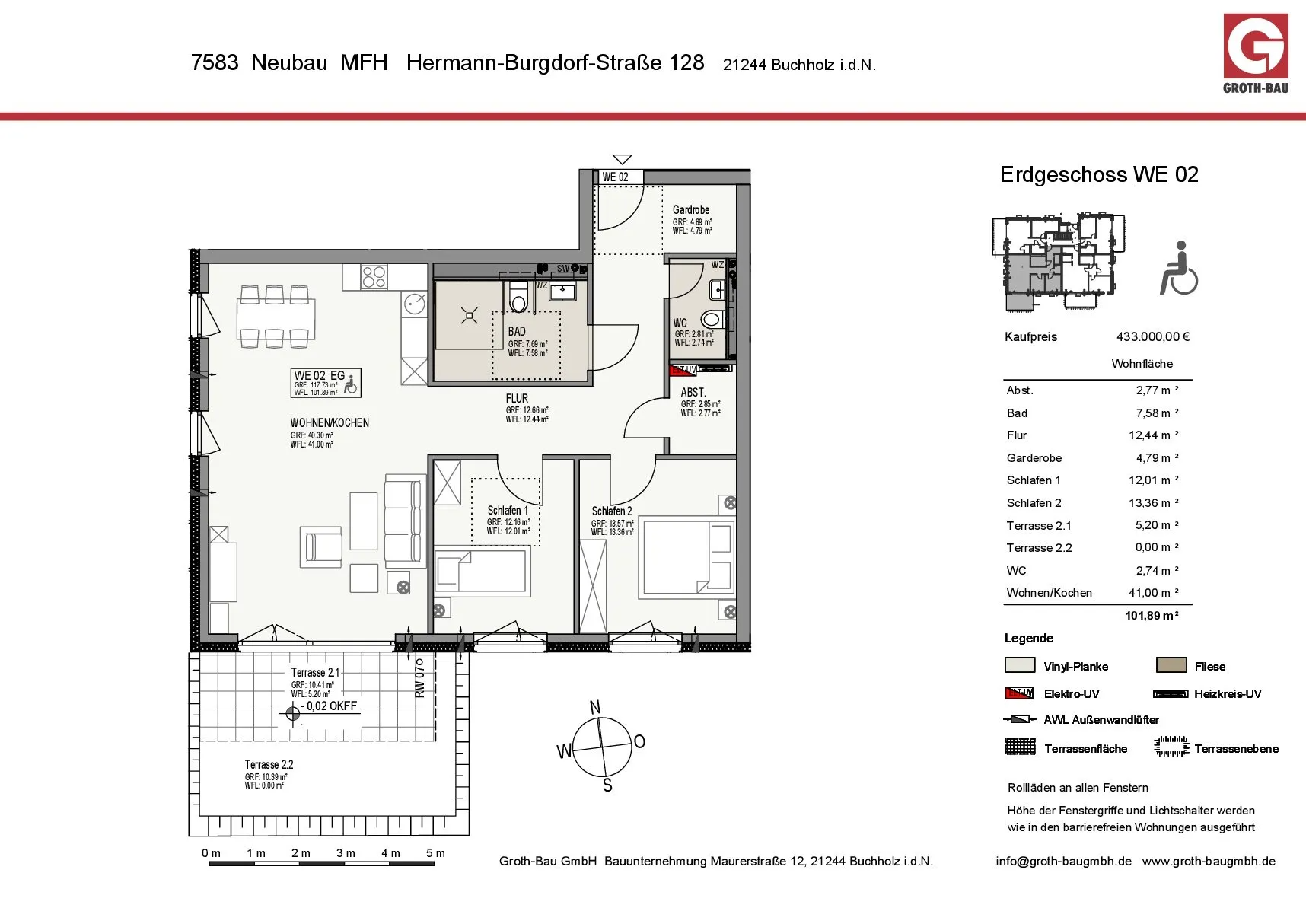 Schwarz-weißer Grundriss einer Wohnung mit Zimmeraufteilung und Maßen.