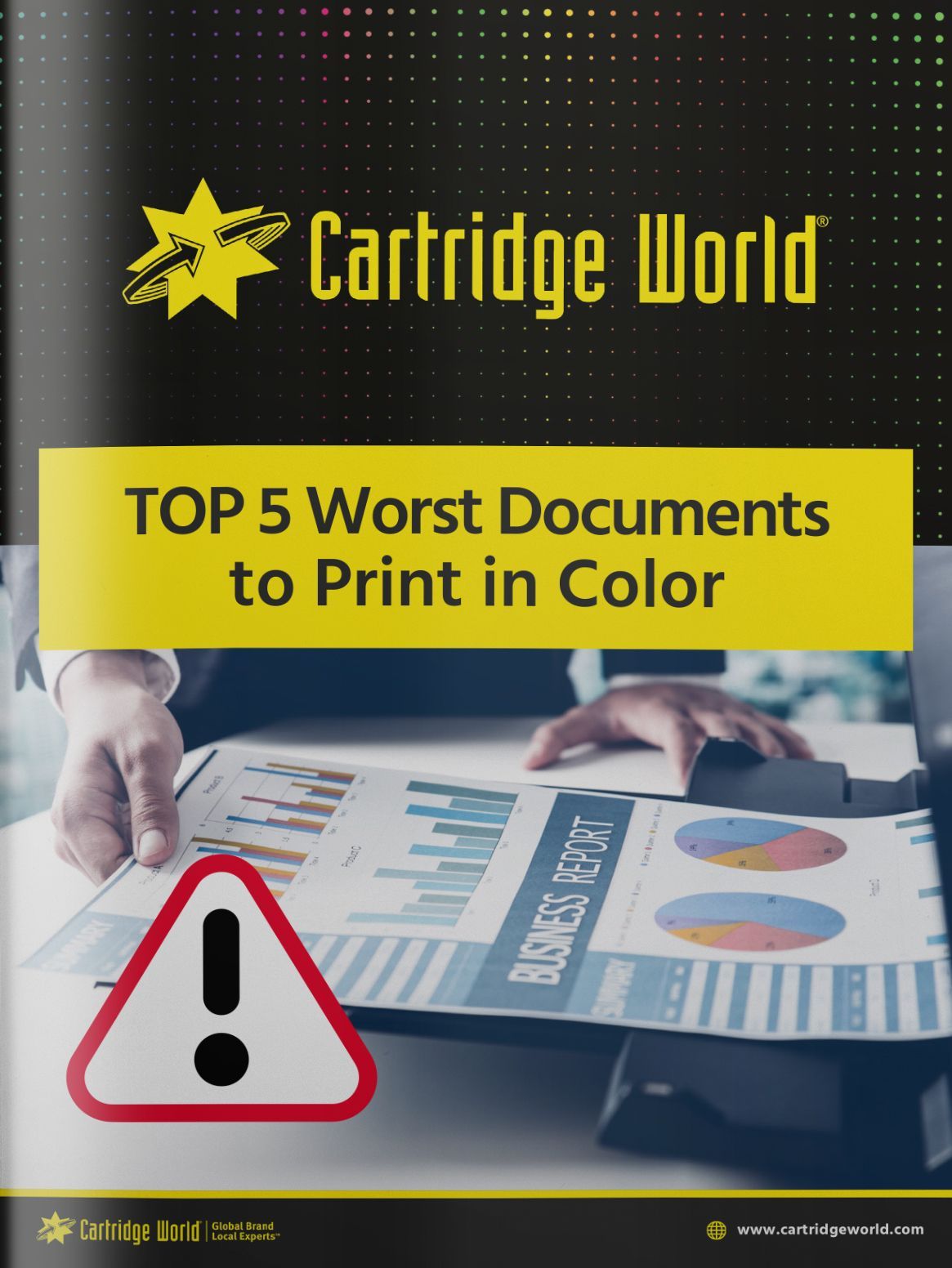 Brochure cover by Cartridge World lists 