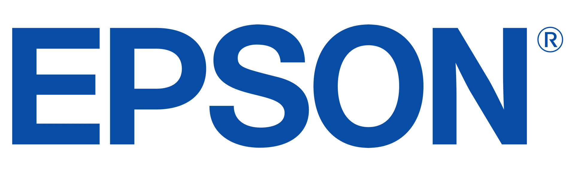 Epson logo in blue. The word